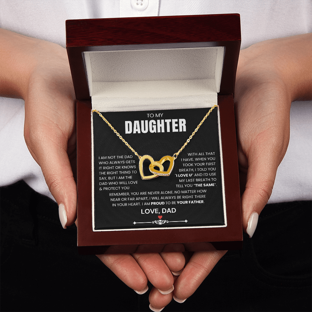 To My Daughter - Linked Hearts Necklace - Proud to Be Your Father Message Card Gift