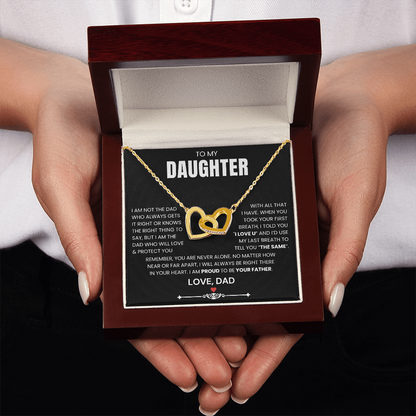 To My Daughter - Linked Hearts Necklace - Proud to Be Your Father Message Card Gift