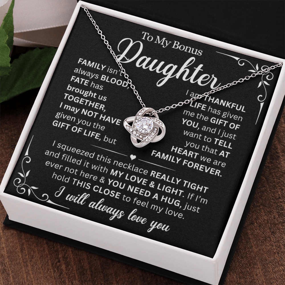 At Heart We Are Family Forever  - Necklace Gift for Bonus Daughter