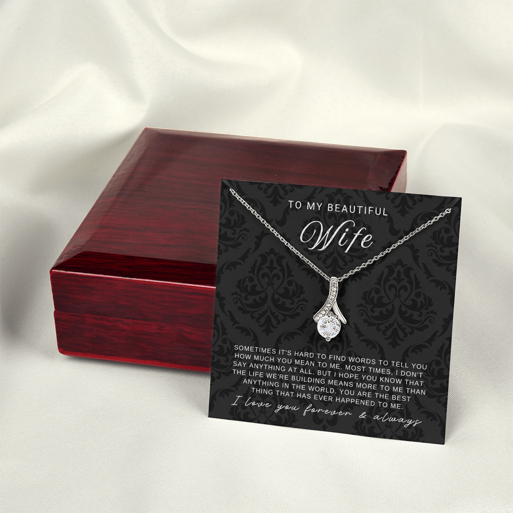 To My Wife - Ribbon Necklace - You Are The Best Thing Message Card Gift