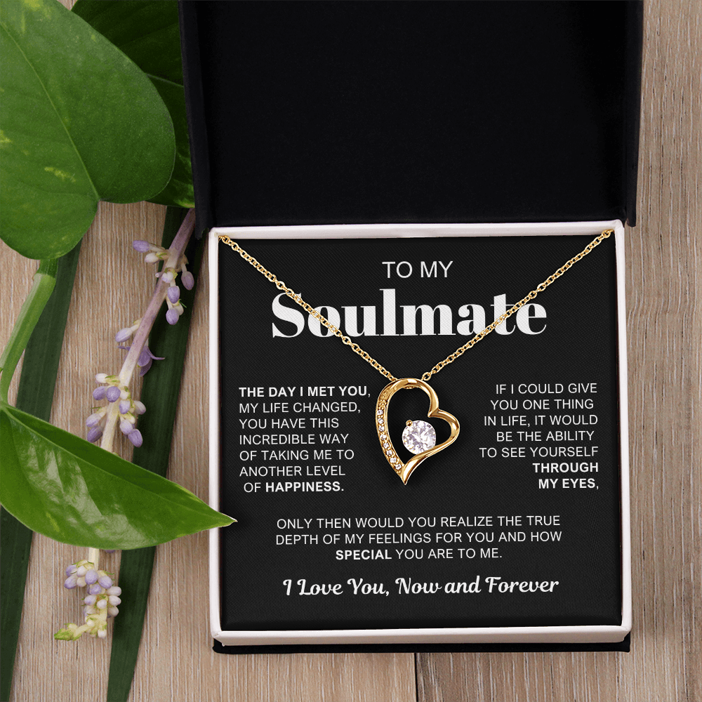 To My Soulmate - Love Heart Necklace -  You Are Special To Me Message Card Gift