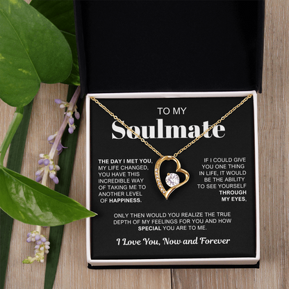 To My Soulmate - Love Heart Necklace -  You Are Special To Me Message Card Gift