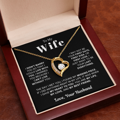 To My Wife - Love Heart Necklace - You Are My Life Valentine's Day Gift