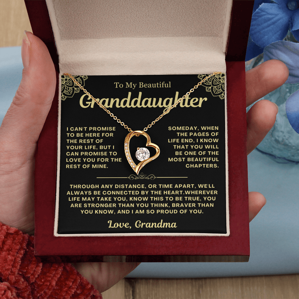 To My Granddaughter Necklace - Love Heart Necklace - I Am So Proud Of You Message Card Jewelry Gift