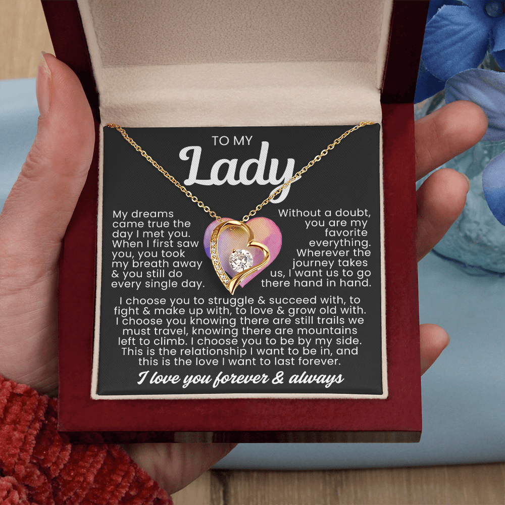 To My Lady Necklace - Love Heart Necklace - I Choose You Gift from Husband
