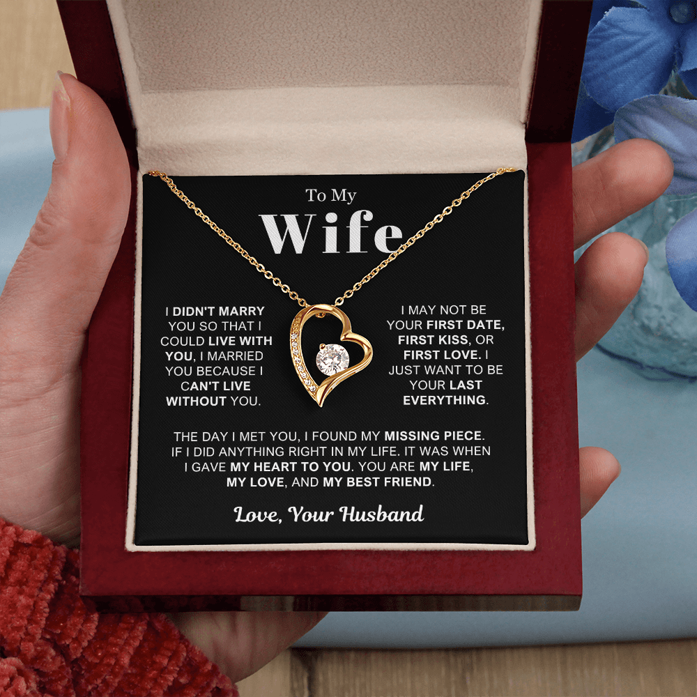 To My Wife - Love Heart Necklace - You Are My Life Valentine's Day Gift