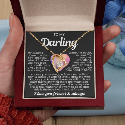 To My Darling Necklace - Love Heart Necklace - I Choose You Gift from Husband