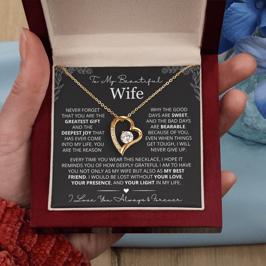 To My Wife - Love Heart Necklace - You Are the Greatest Gift Message Card Gift from Husband