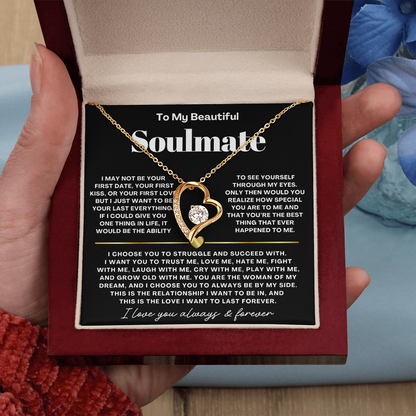 To My Soulmate Necklace - Love Heart Necklace - I Choose You
