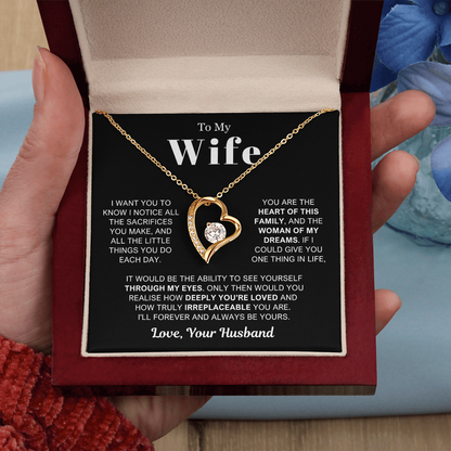 To My Wife - Love Heart Necklace - Woman of My Dreams Valentine's Day Gift