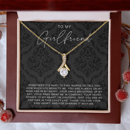 To My Girlfriend - Ribbon Necklace - You Are Always In My Heart Gift