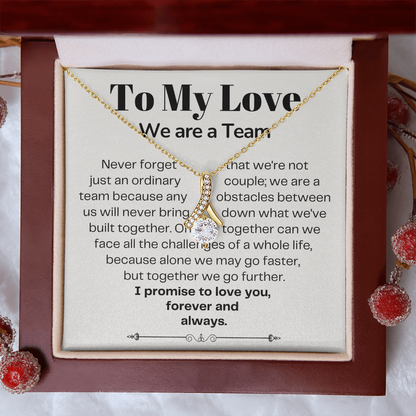 To My Love - Ribbon Necklace - We Are A Team Message Card Gift