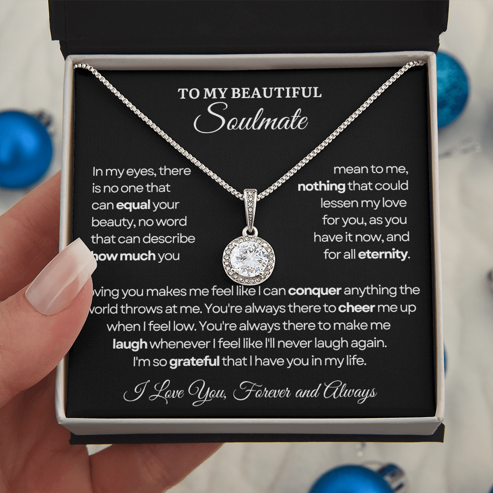 To My Soulmate Necklace - Eternal Love Necklace - Grateful for You Message Card Gift