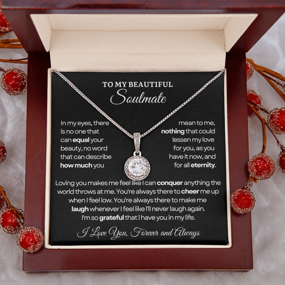 To My Soulmate Necklace - Eternal Love Necklace - Grateful for You Message Card Gift