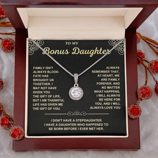 At Heart We Are Family Forever - Necklace Gift for Bonus Daughter from Dad