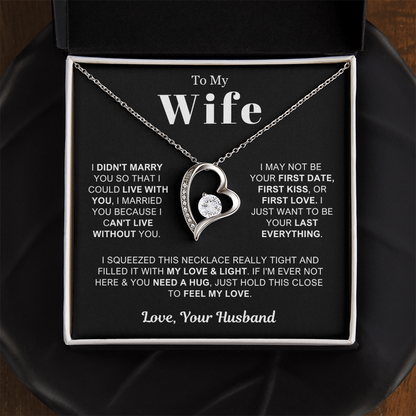 To My Wife - Love Heart Necklace - Can't Live Without You Valentine's Day Gift