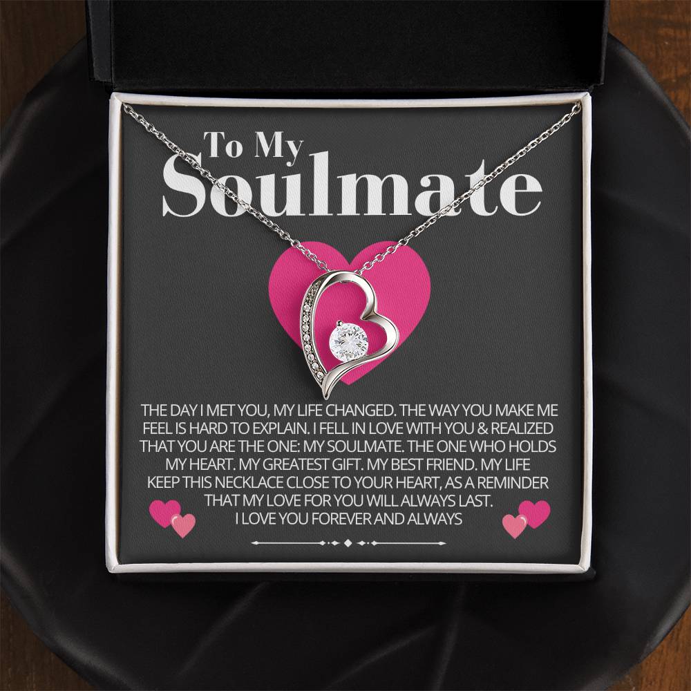 To My Soulmate - Love Heart Necklace - Love You Always Message Card Gift