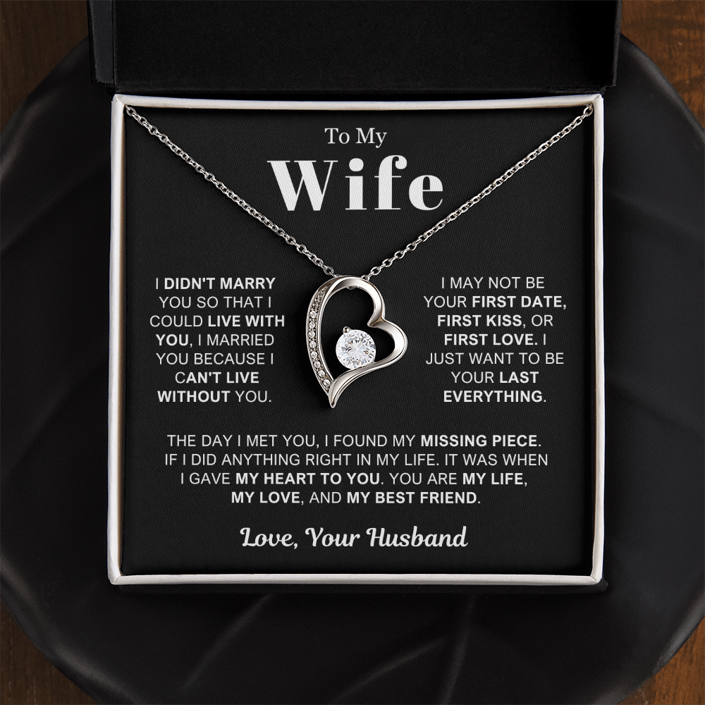 To My Wife - Love Heart Necklace - You Are My Life Valentine's Day Gift