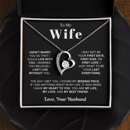 To My Wife - Love Heart Necklace - You Are My Life Valentine's Day Gift