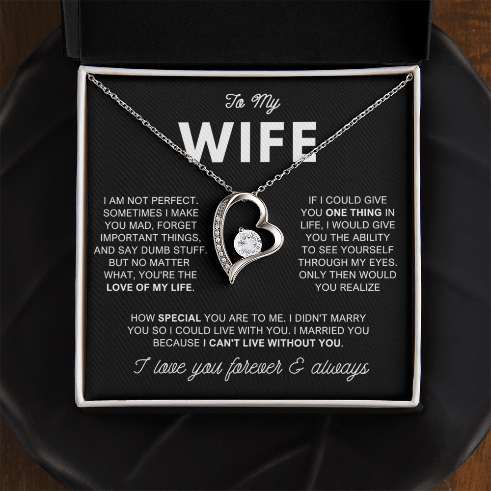To My Wife - Love Heart Necklace - Love of My Life Valentine's Day Gift