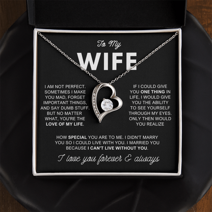 To My Wife - Love Heart Necklace - Love of My Life Valentine's Day Gift