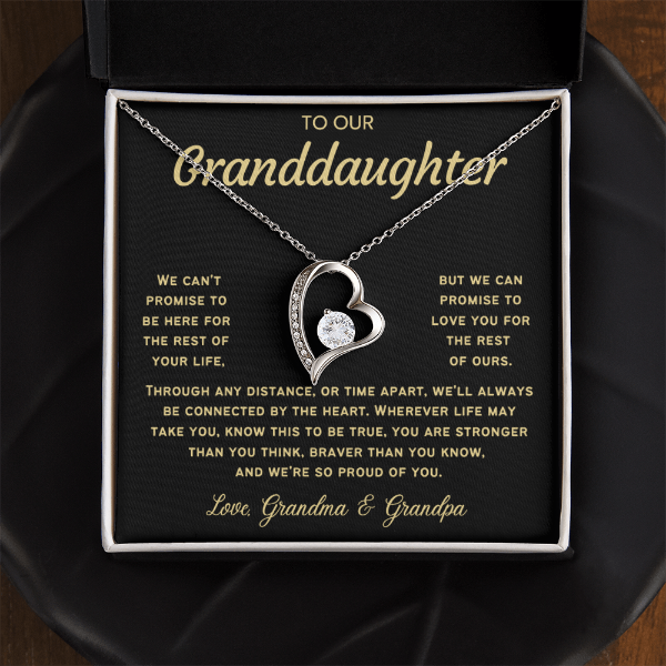 To Our Granddaughter Necklace from Dad - Love Heart Necklace - Message Card Jewelry Gift