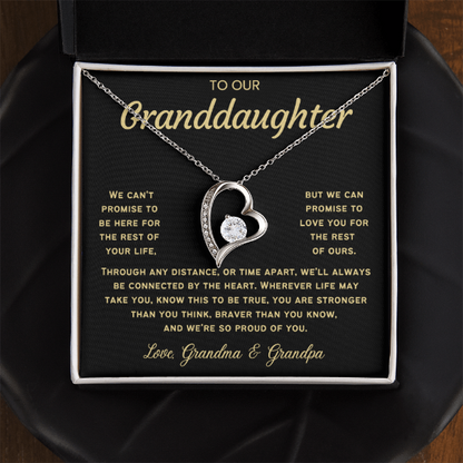 To Our Granddaughter Necklace from Dad - Love Heart Necklace - Message Card Jewelry Gift