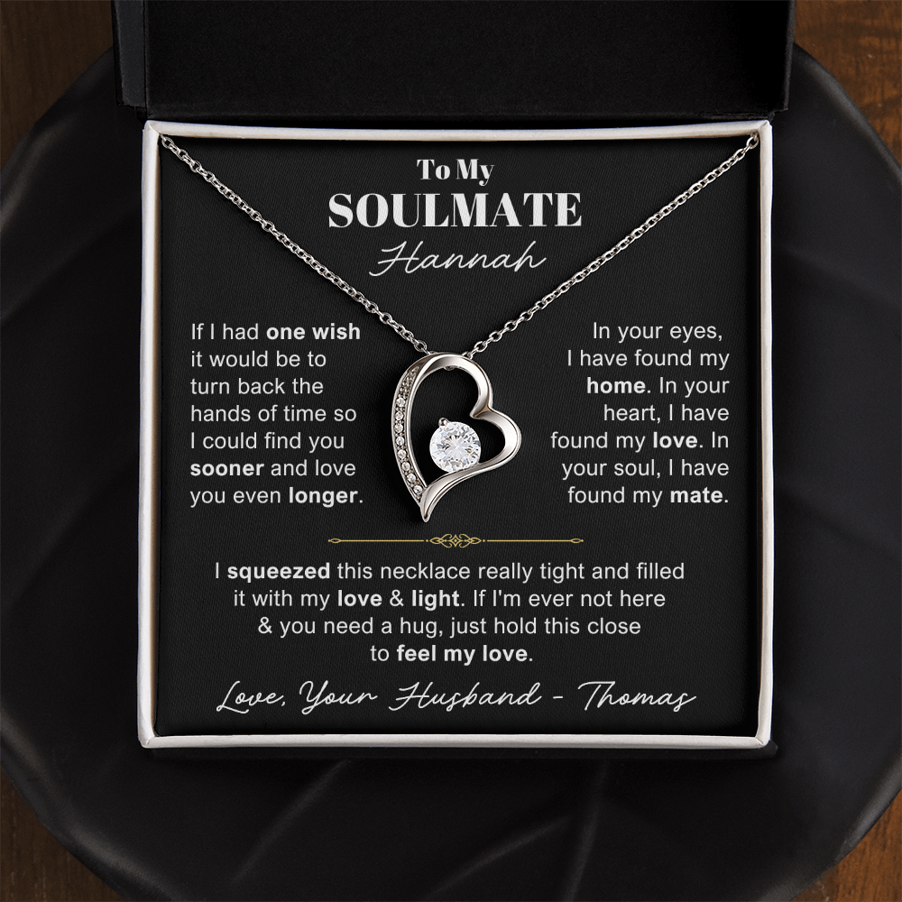 To My Soulmate - Love Heart Necklace - You Are the Woman of My Dream Message Card Gift