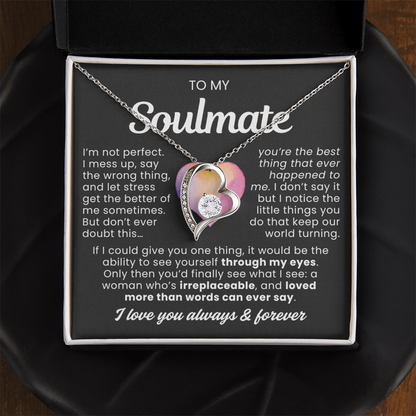 To My Soulmate - Love Heart Necklace -  Best Thing Message Card Gift from Husband