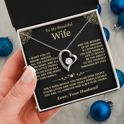 To My Wife - Love Heart Necklace - You Are Irreplaceable Valentine's Day Gift