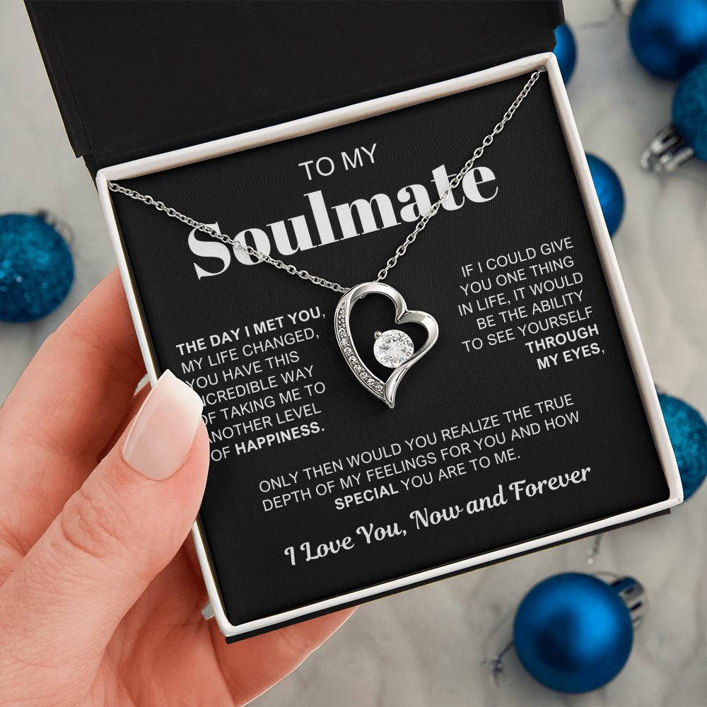 To My Soulmate - Love Heart Necklace -  You Are Special To Me Message Card Gift