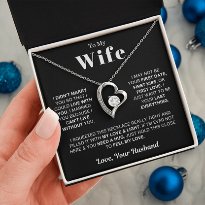 To My Wife - Love Heart Necklace - Can't Live Without You Valentine's Day Gift