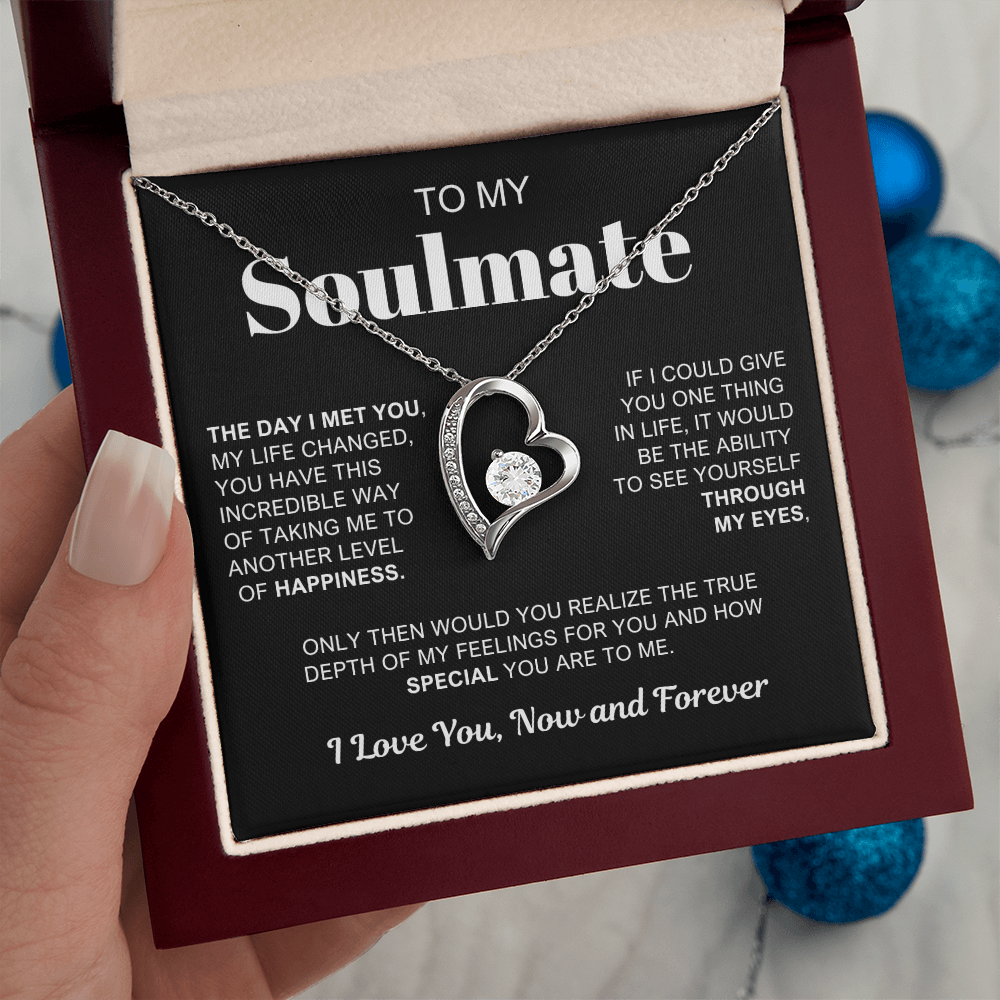 To My Soulmate - Love Heart Necklace -  You Are Special To Me Message Card Gift