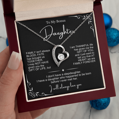 We Are Family At Heart - Necklace Gift for Bonus Daughter