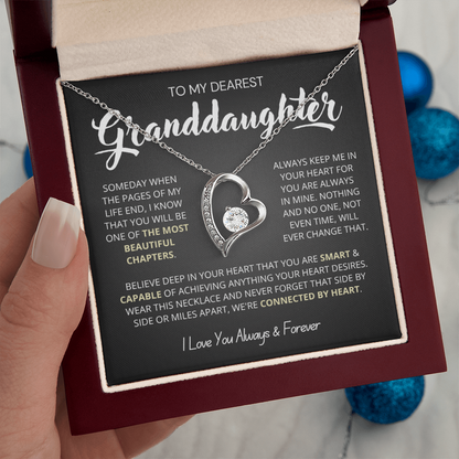 To My Granddaughter - Love Heart Necklace - You Are the Most Beautiful Chapter Gift