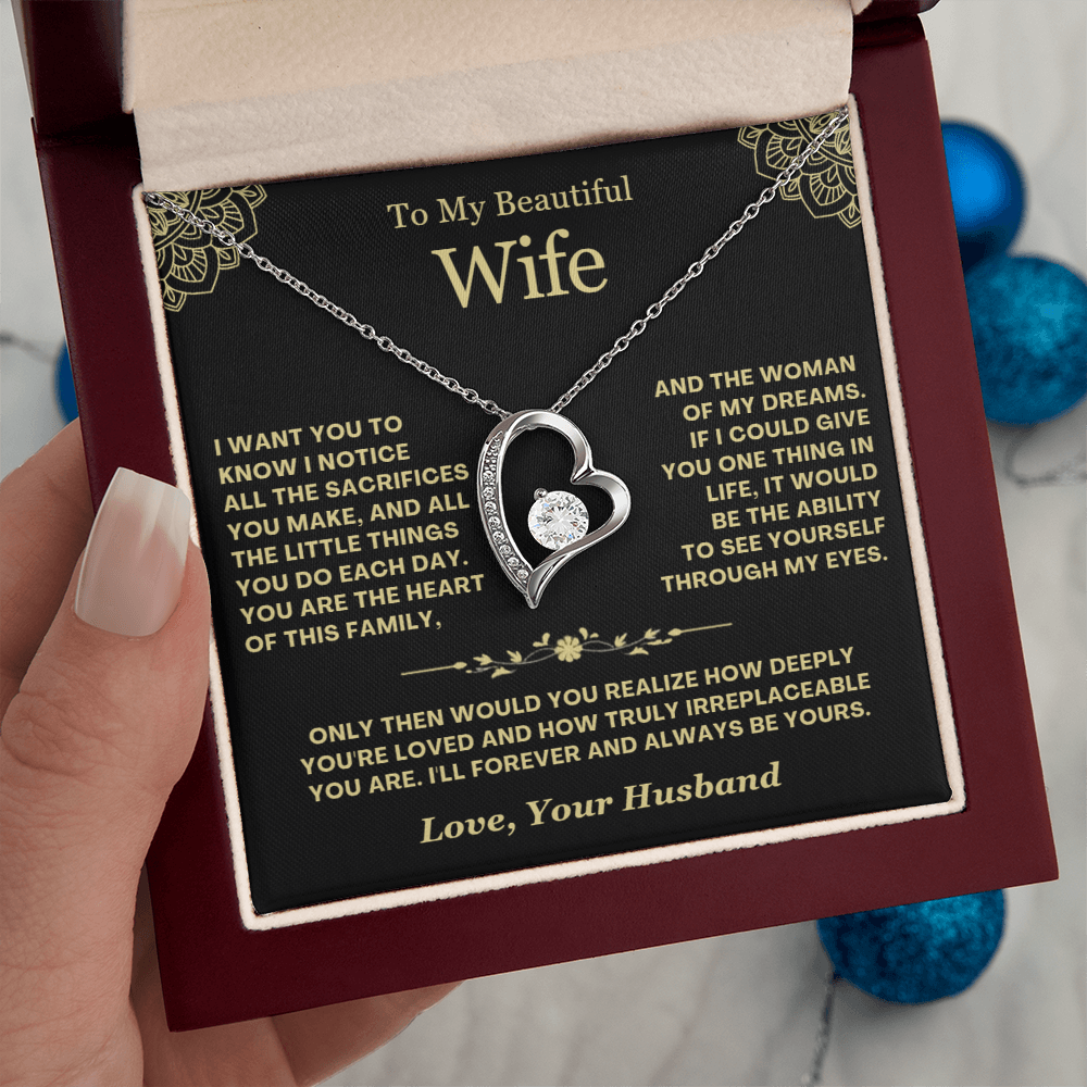 To My Wife - Love Heart Necklace - You Are Irreplaceable Valentine's Day Gift