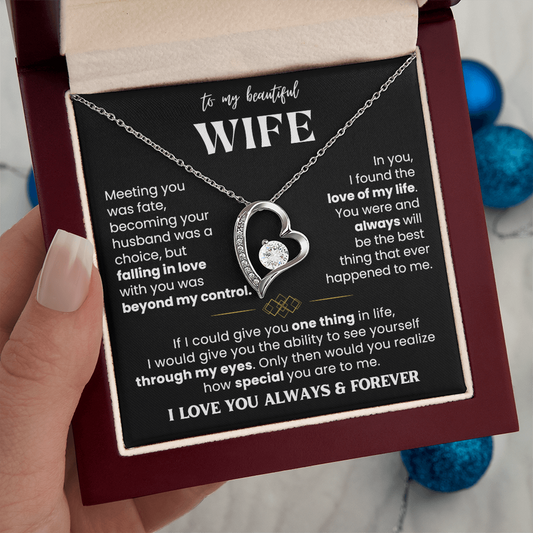 To My Wife - Love Heart Necklace - Love You Always Message Card Gift from Husband