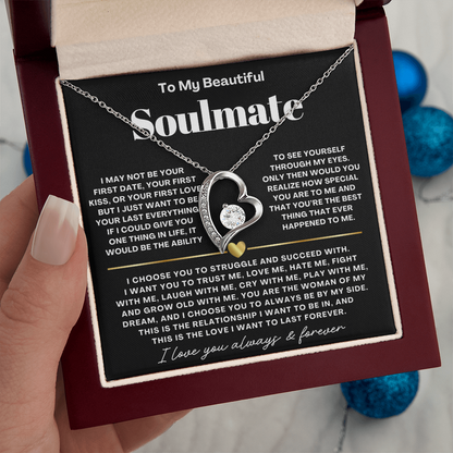 To My Soulmate Necklace - Love Heart Necklace - I Choose You