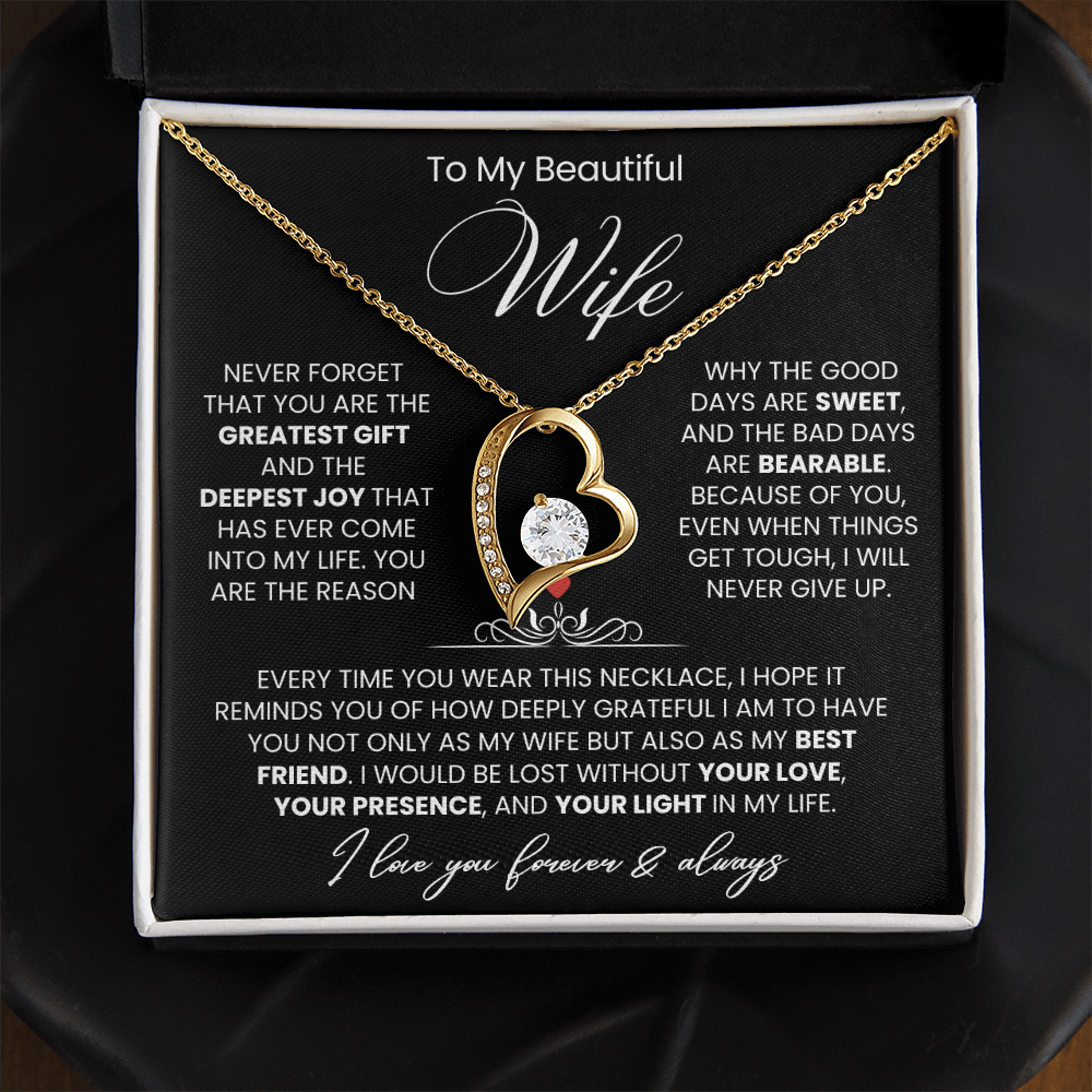 To My Wife - Love Heart Necklace - You Are the Greatest Gift from Husband