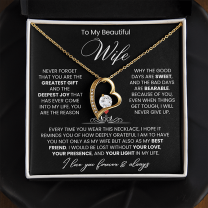 To My Wife - Love Heart Necklace - You Are the Greatest Gift from Husband