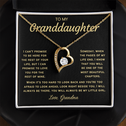 To My Granddaughter Necklace from Dad - Love Heart Necklace - Message Card Jewelry Gift