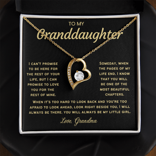 To My Granddaughter Necklace from Dad - Love Heart Necklace - Message Card Jewelry Gift