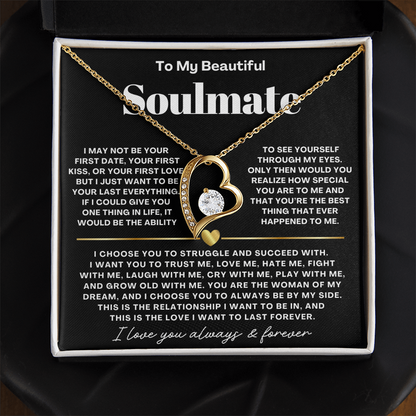 To My Soulmate Necklace - Love Heart Necklace - I Choose You