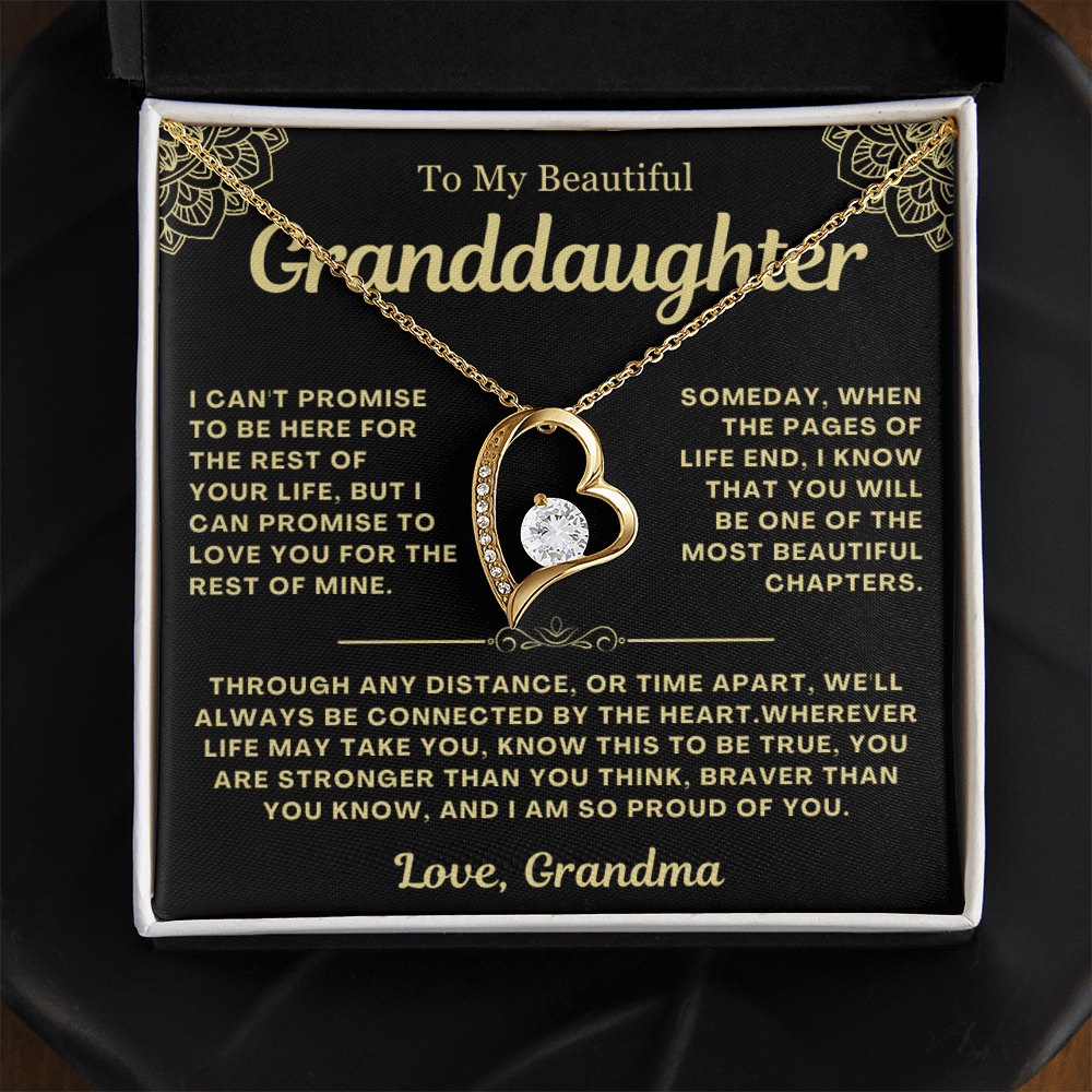To My Granddaughter Necklace - Love Heart Necklace - I Am So Proud Of You Message Card Jewelry Gift