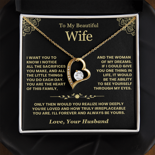 To My Wife - Love Heart Necklace - Greatest Gift Valentine's Day Gift