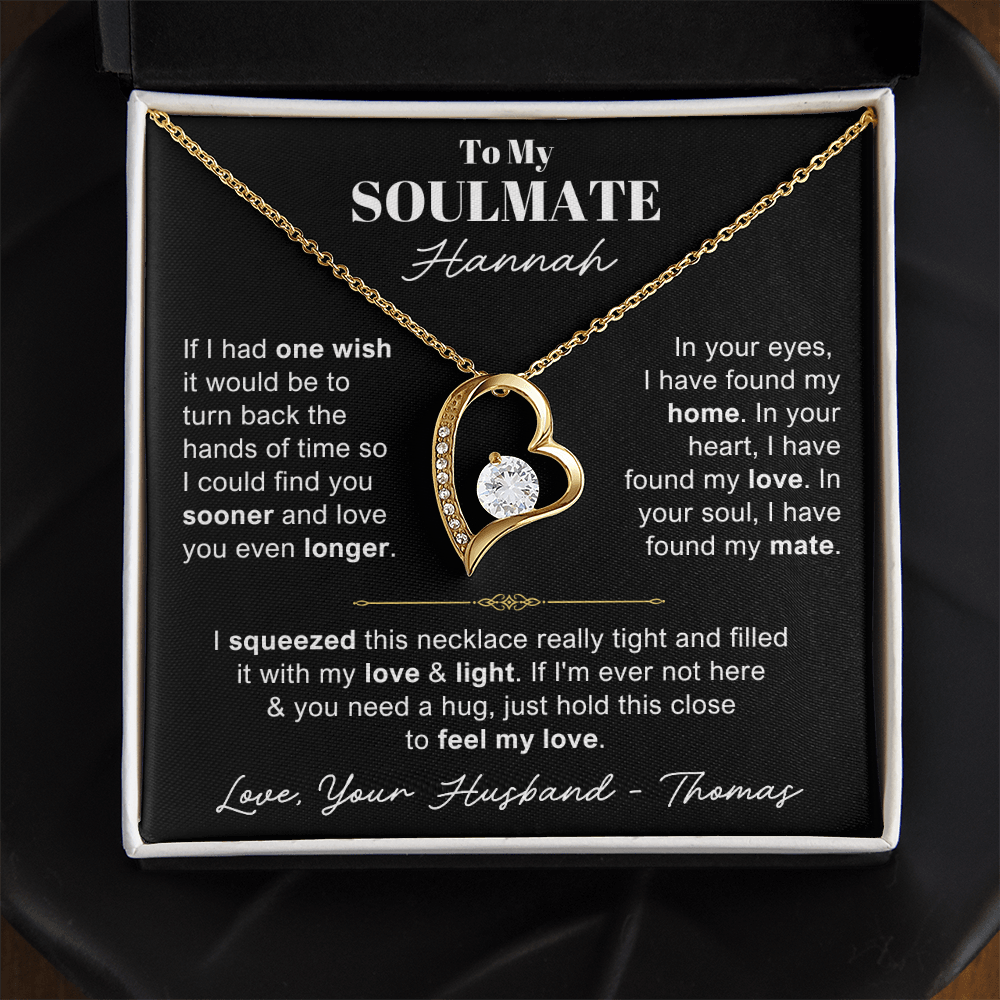 To My Soulmate - Love Heart Necklace - You Are the Woman of My Dream Message Card Gift