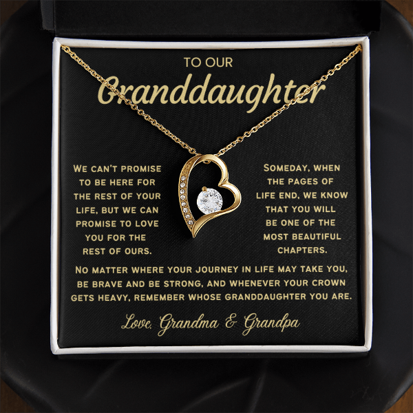 To My Granddaughter Necklace - Love Heart Necklace - Message Card Jewelry Gift