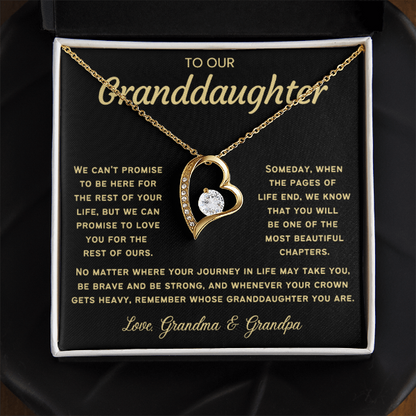 To My Granddaughter Necklace - Love Heart Necklace - Message Card Jewelry Gift
