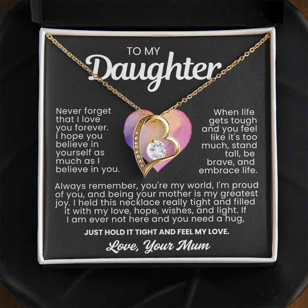 To My Daughter Necklace from Mum - Love Heart Necklace - You Are My World Gift