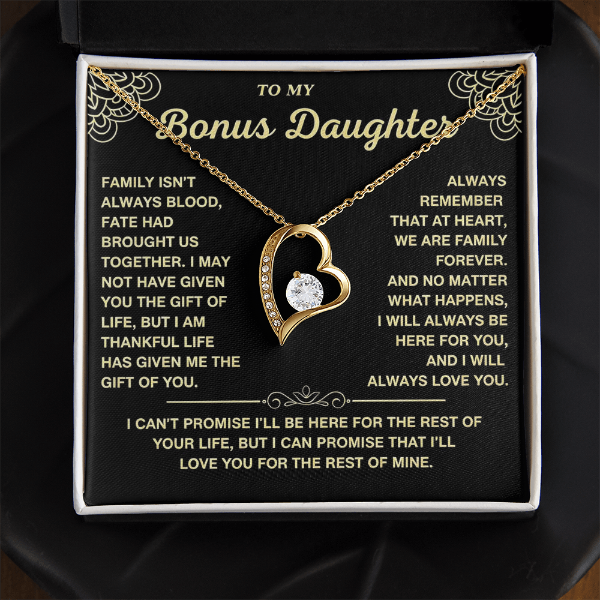 At Heart We Are Family Forever - Necklace Gift for Bonus Daughter